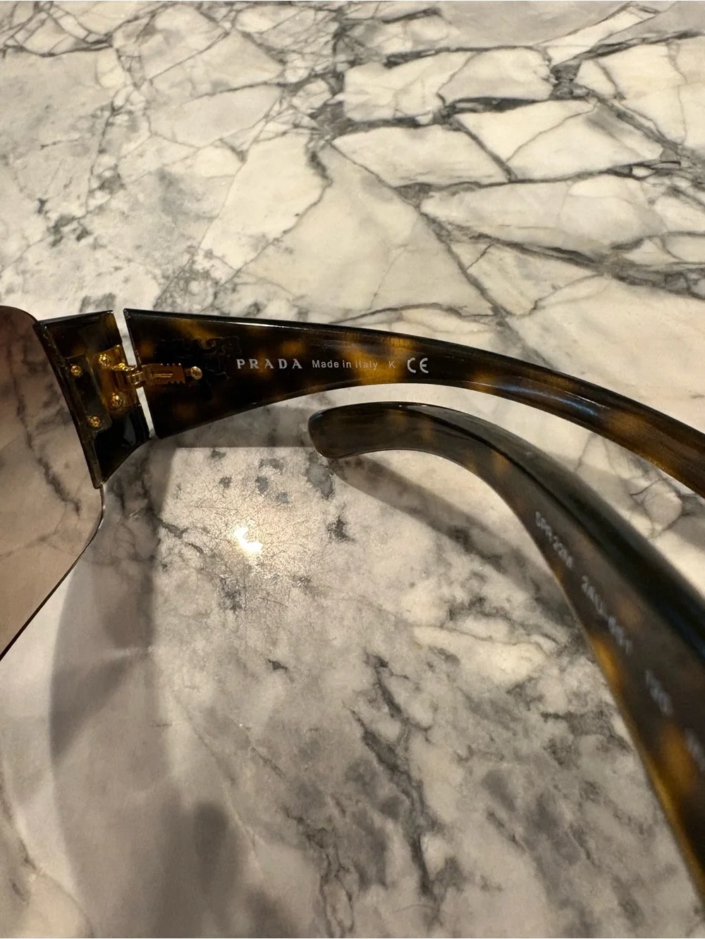 Prada Tortoiseshell Shield Sunglasses with Brown Gradient Lenses